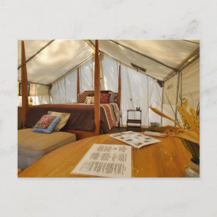 Glamping Tent Interior Cosy Camping Setup Postcard
