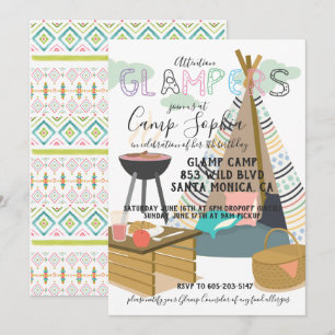 Glamping Themed Birthday Invitation