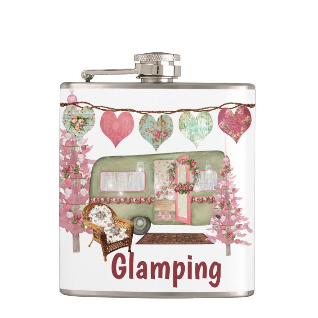 Glamping Vinyl Wrapped Flask (Front)