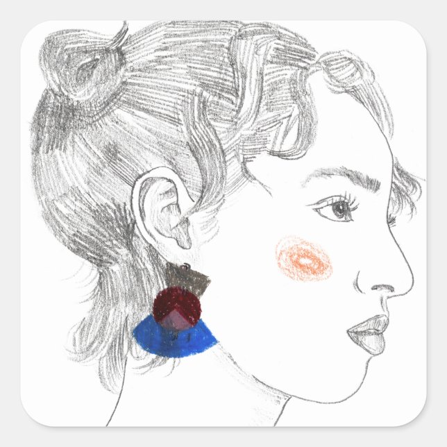 Glance Sketch - Portrait Square Sticker (Front)