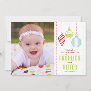 Glänzenden Verzierungen Foto Weihnachtskarte Holiday Card