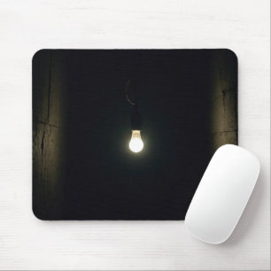 Glaring Light Bulb In Dark Room Mouse Mat