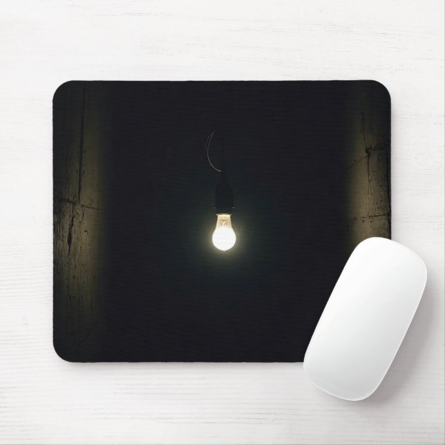 Glaring Light Bulb In Dark Room Mouse Mat (With Mouse)