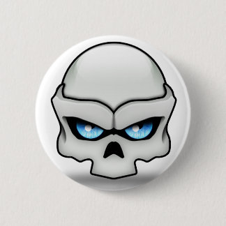 Glaring skull 6 cm round badge