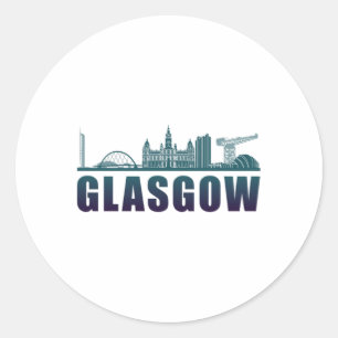 Glasgow City Cityscape Skyline Funny Gift Idea Classic Round Sticker