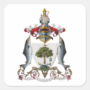 Glasgow Coat of Arms, SCOTLAND Square Sticker