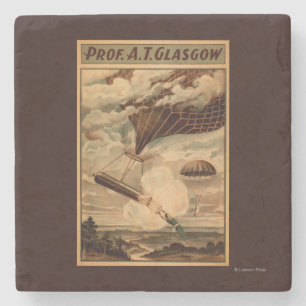Glasgow Hot Air Balloon Circus Theatre Poster Stone Coaster
