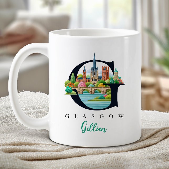 Glasgow Monogram Letter G Personalised Gift Coffee Mug (Glasgow Monogram Letter G Personalized Gift Coffee Mug)