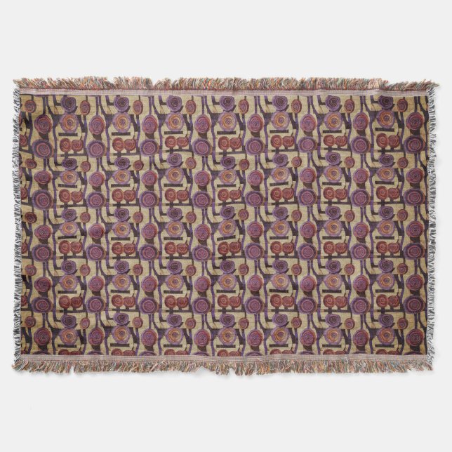 Glasgow Rose - Art Nouveau Inspired Throw Blanket (Front)