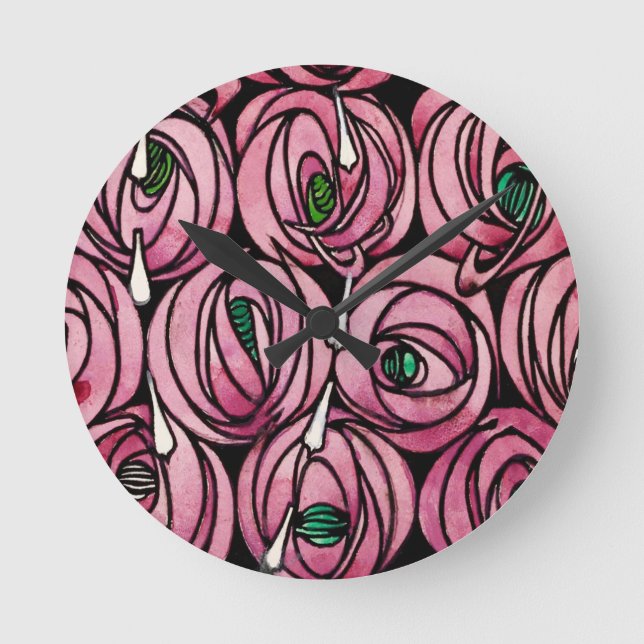 Glasgow Rose - Charles Rennie Mackintosh Round Clock (Front)