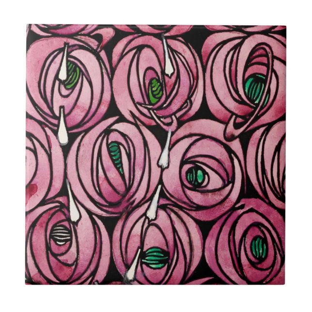 Glasgow Rose - Charles Rennie Mackintosh Tile (Front)