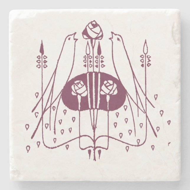 Glasgow Rose  Stone Coaster (Front)
