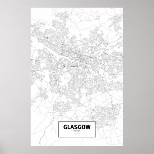Glasgow, Scotland (black on white) Poster