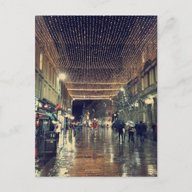 Glasgow Scotland Christmas Lights Holiday Postcard (Front)