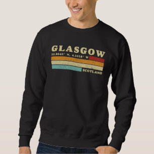 Glasgow Scotland City Retro Longitude Latitude Sweatshirt