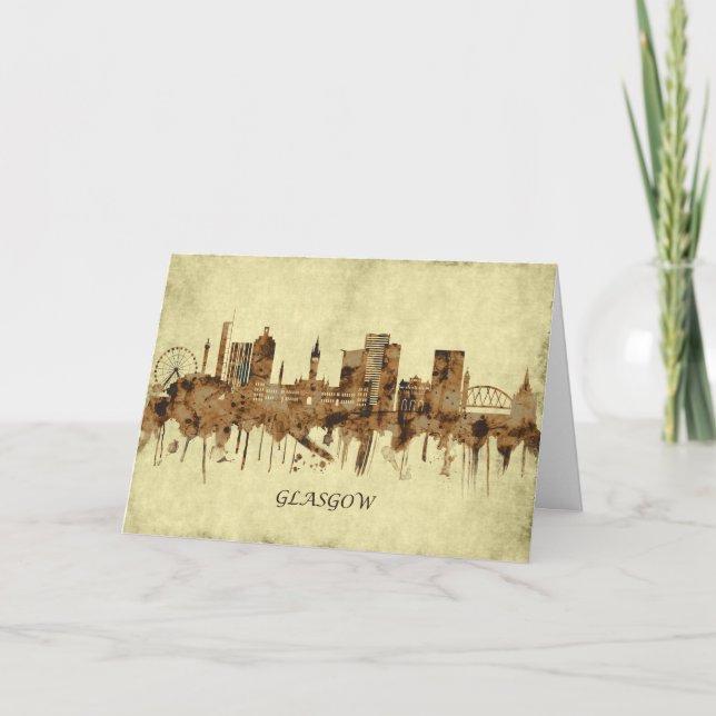 Glasgow Scotland Cityscape Holiday Card (Front)