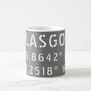 Glasgow Scotland Latitude & Longitude  Coffee Mug