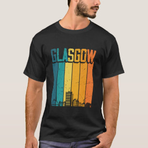 Glasgow Scotland Retro Vintage Sunset Skyline Glas T-Shirt