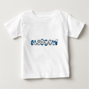 Glasgow Scotland Scottish Flag Colours Typography Baby T-Shirt