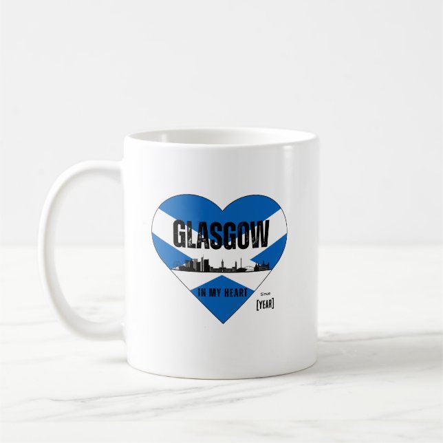 Glasgow Scotland Skyline Heart - Since [Year] Coffee Mug (Left)