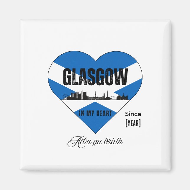 Glasgow Scotland Skyline Heart - Since [Year] Magnet (Front)