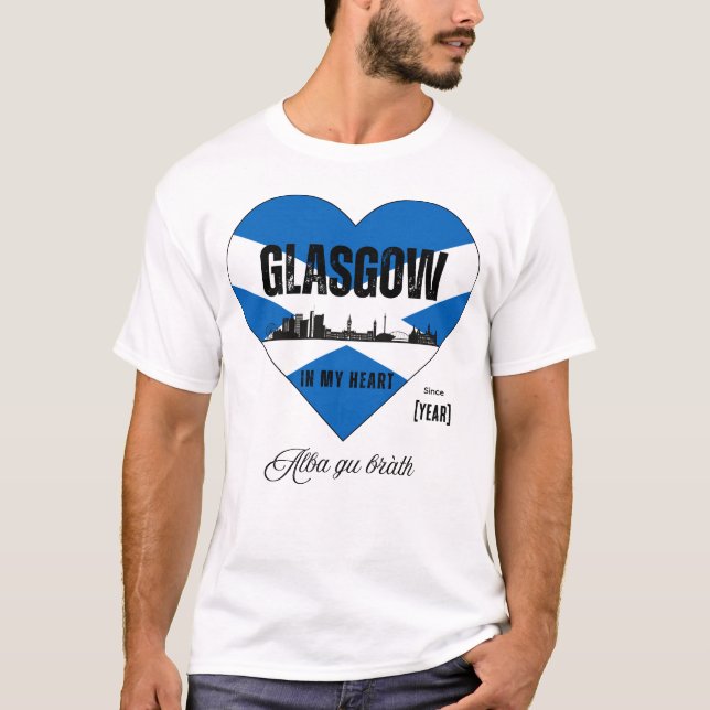 Glasgow Scotland Skyline Heart - Since [Year] T-Shirt (Front)