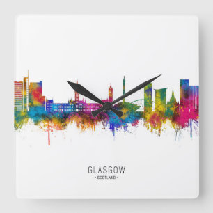 Glasgow Scotland Skyline Square Wall Clock