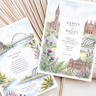 Glasgow Scotland Thistle Kelvingrove Wedding Invitation