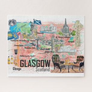 Glasgow  Scotland Travel Map  Jigsaw Puzzle
