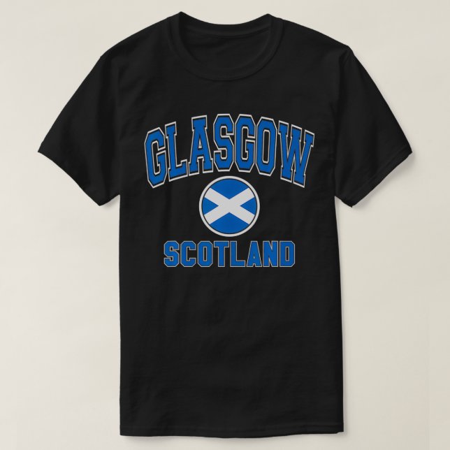 Glasgow Scotland Varsity Style Circle Flag  T-Shirt (Design Front)