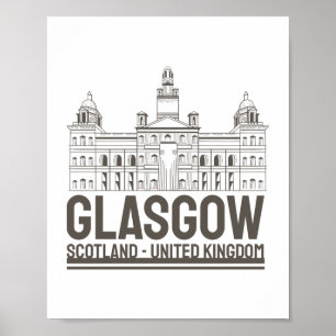 Glasgow Scotland Vintage Architecture TravelDesign Poster