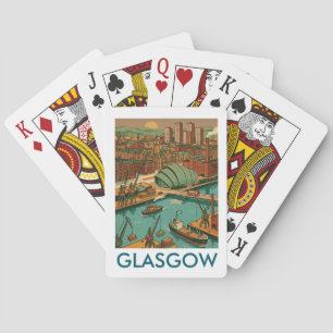 Glasgow Scotland Vintage Travel Illustration Playing Cards