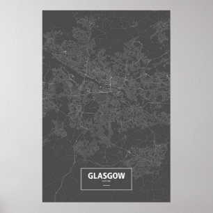 Glasgow, Scotland (white on black) Poster