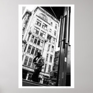 Glasgow street scene reflection poster