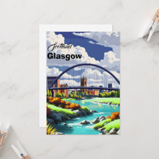 Glasgow Travel Postcard, Glasgow Travel Art, Scotl Invitation