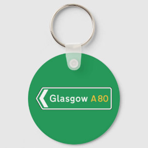 Glasgow, UK Road Sign Key Ring