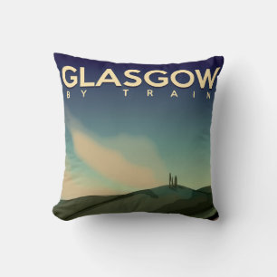 Glasgow vintage train poster cushion