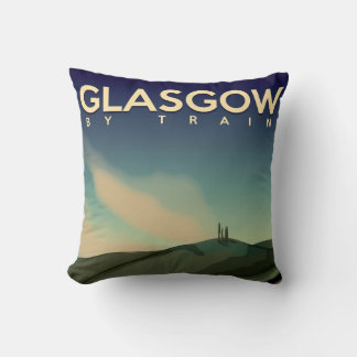 Glasgow vintage train poster cushion