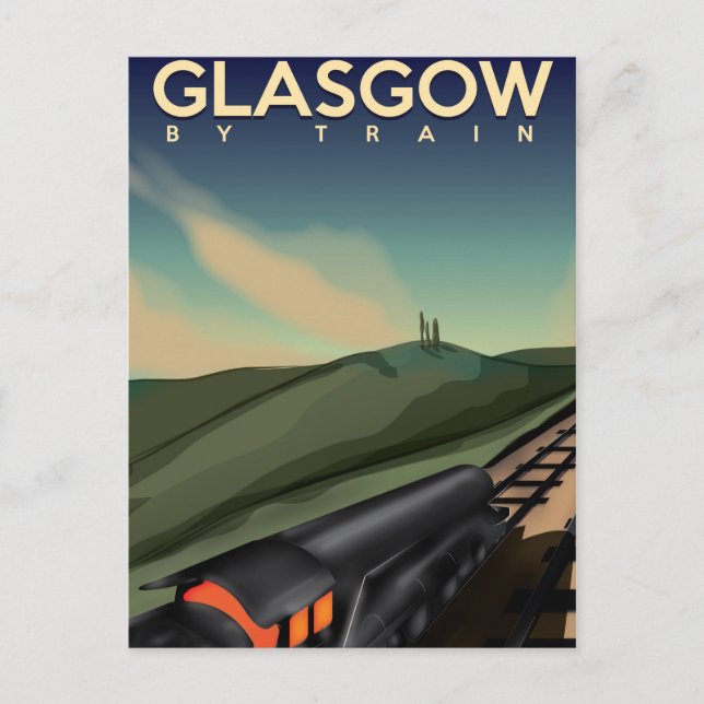 Glasgow vintage train poster postcard (Front)