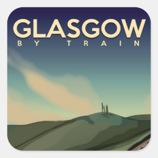 Glasgow vintage train poster square sticker
