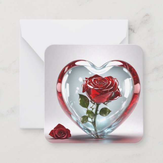 Glasherz mit Rosen-Karte / Glass heart with roses  Card (Front)