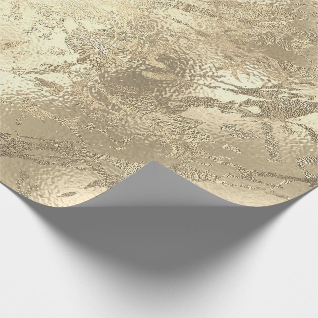 Glass  Abstract Sepia Gold Marble Shiny Metallic Wrapping Paper (Corner)