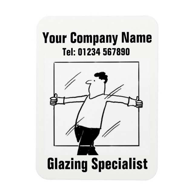Glass and Glazing Cartoon Magnet (Vertical)