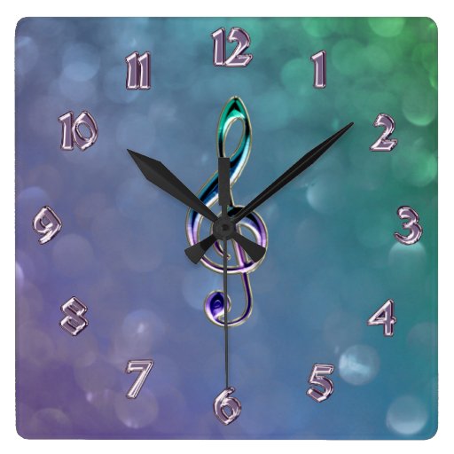 Image of Glass and Glitter Design Music Clef Clock