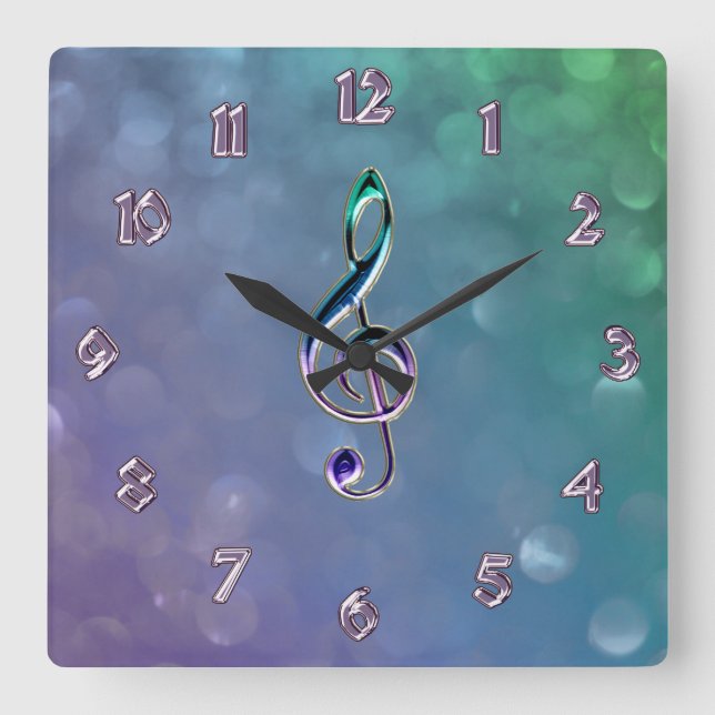Glass and Glitter Design Music Clef Clock (Front)
