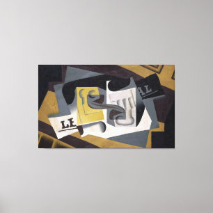 Glass and Newspaper, 1917 (oil on plywood) Canvas Print