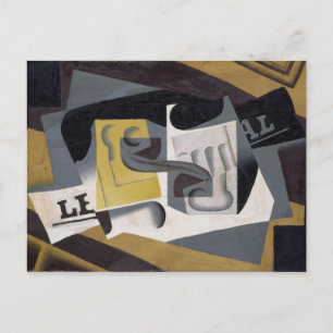 Glass and Newspaper, 1917 (oil on plywood) Postcard