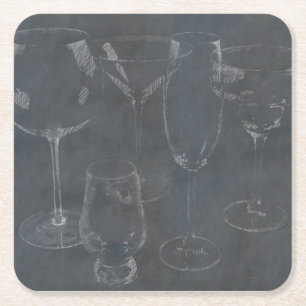 Glass Barware Square Paper Coaster