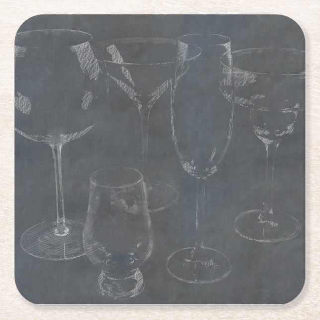 Glass Barware Square Paper Coaster (Front)