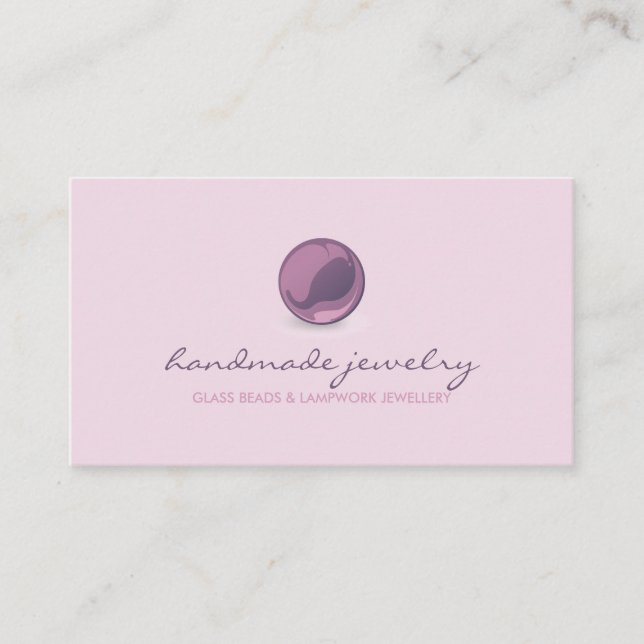 Glass Bead Lampwork Artist Jewellery Purple Business Card (Front)